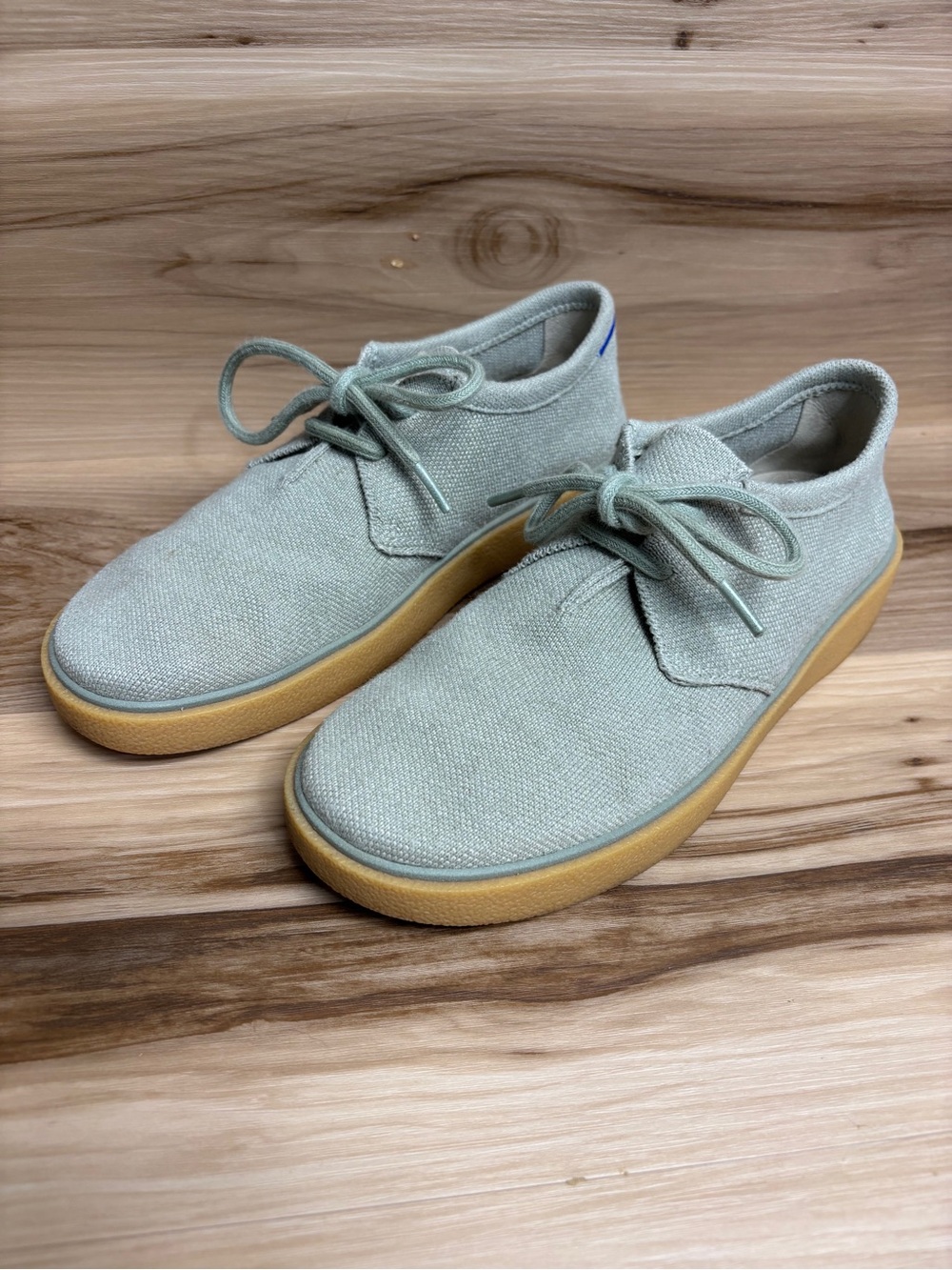 Rothy’s The Monty Men’s Hemp Sea Grass Green Sneaker Shoes Gum Soles size 8.5